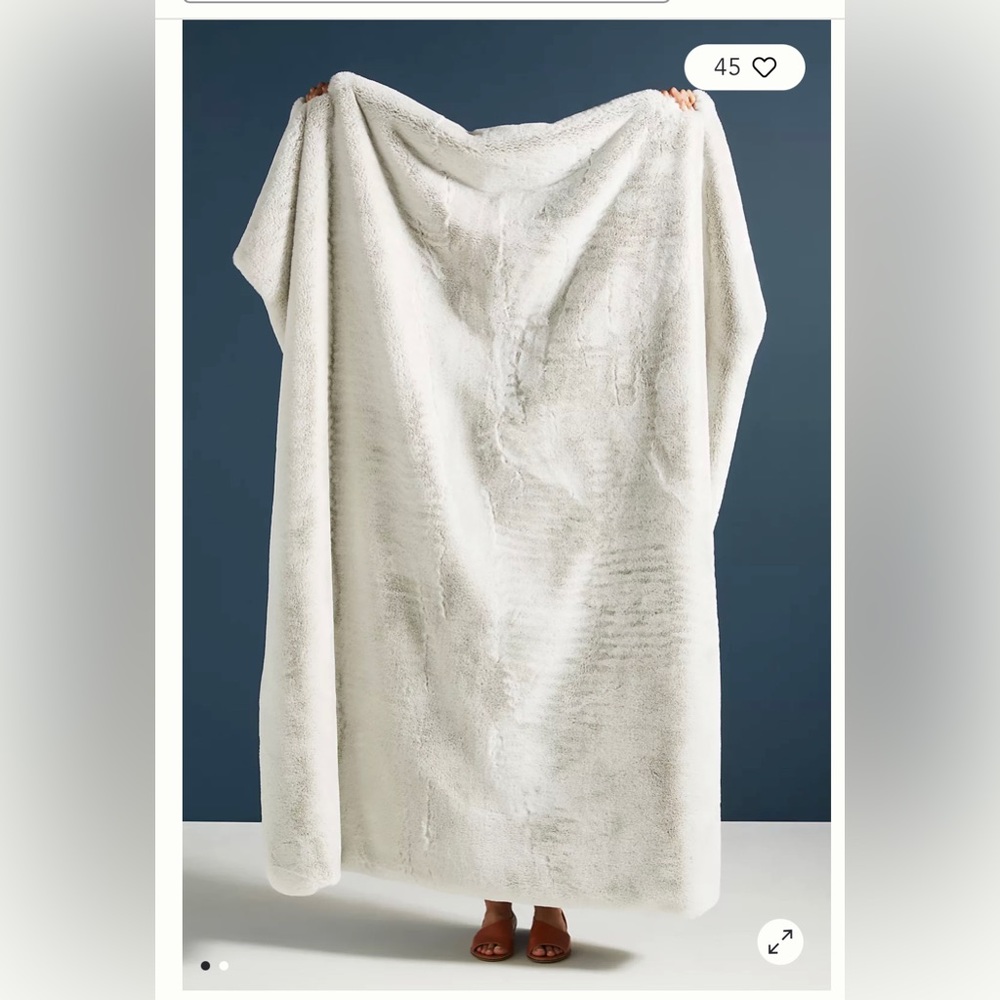 Anthropologie | Sophie Faux Fur Throw Blanket | Light Gray